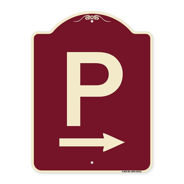 P Symbol With Right Arrow Heavy-Gauge Aluminum Architectural Sign, 24" x 18", BU-1824-23511